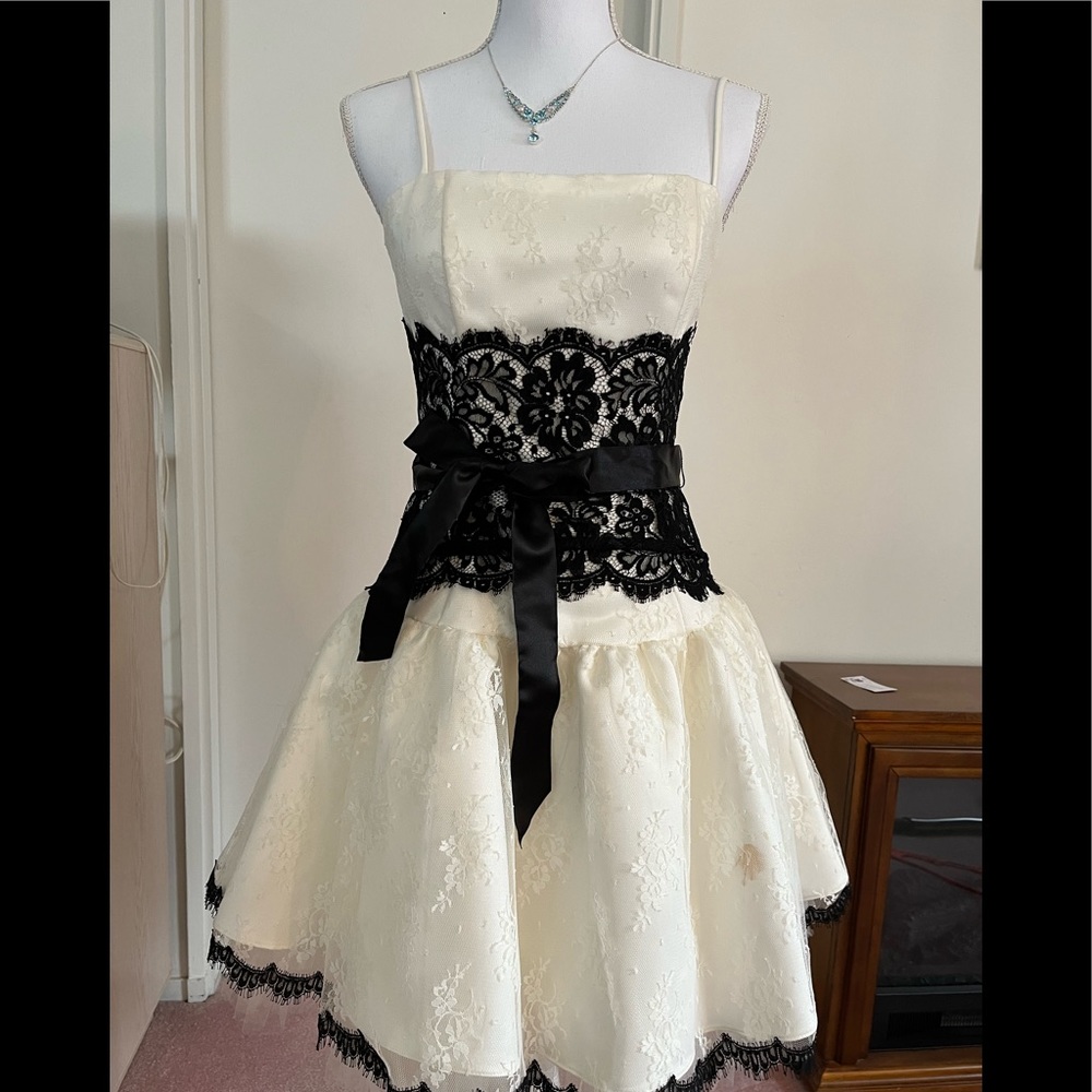 Ivory & black party dress